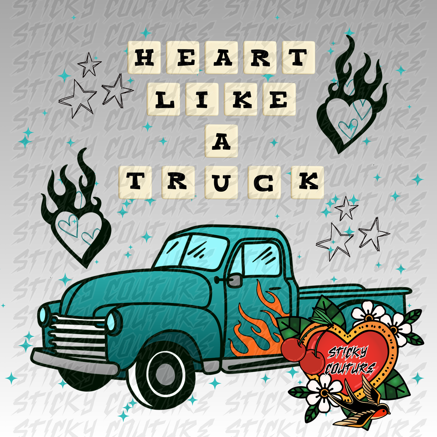 Heart Like a Truck PNG Vintage Western Style yallternative vintage americana Cowgirl rock and roll americana tshirt Design country girl