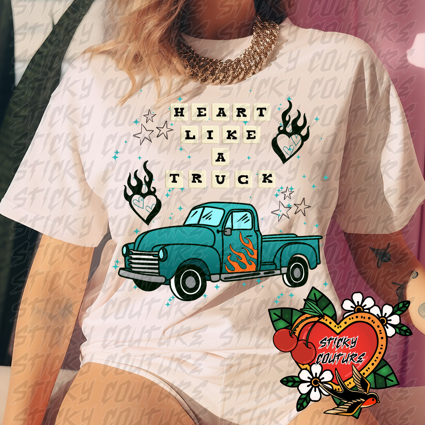 Heart Like a Truck PNG Vintage Western Style yallternative vintage americana Cowgirl rock and roll americana tshirt Design country girl