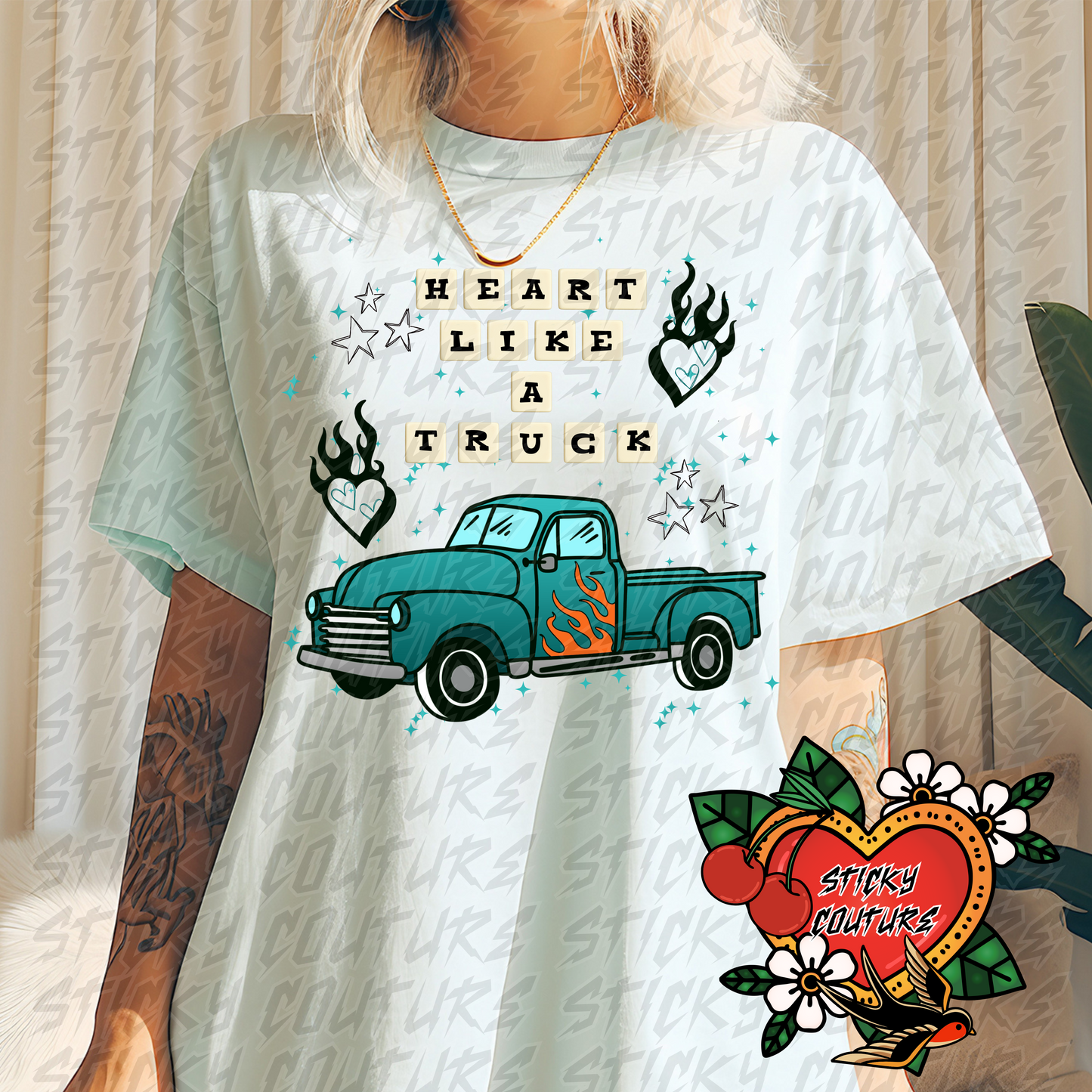 Heart Like a Truck PNG Vintage Western Style yallternative vintage americana Cowgirl rock and roll americana tshirt Design country girl